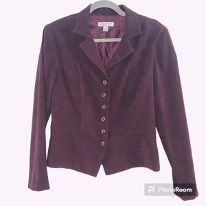 Vintage ColdWater Creek Sz10 purple velvet single breasted blazer gold buttons